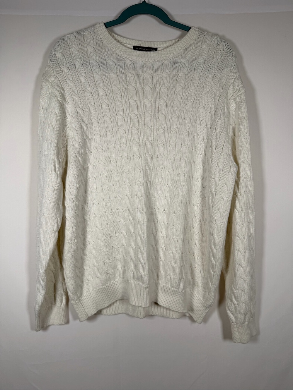Brandy Melville Ivory Cable Knit Crewneck Sweater - Fisherman Coastal Old Money